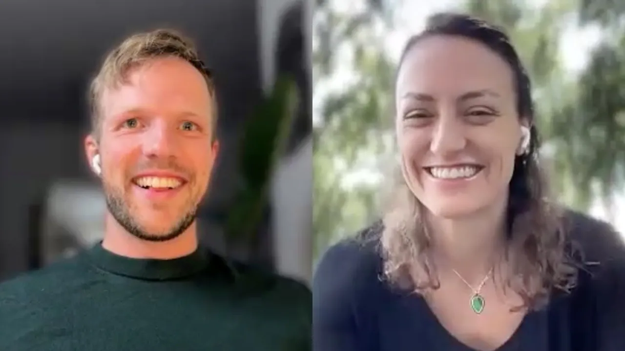 Will and Shaina smiling together during a video conversation